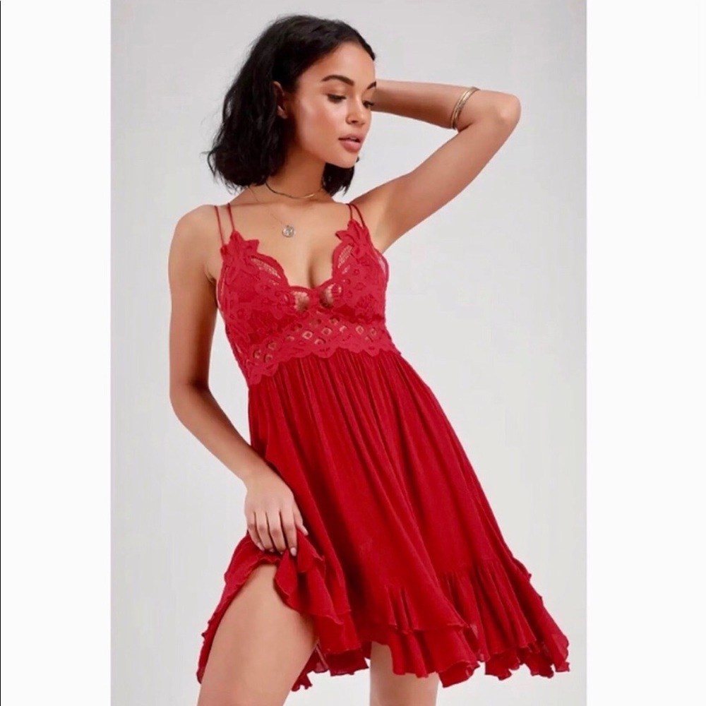 NWT Free People Adella Lace Bodice Slip Dress